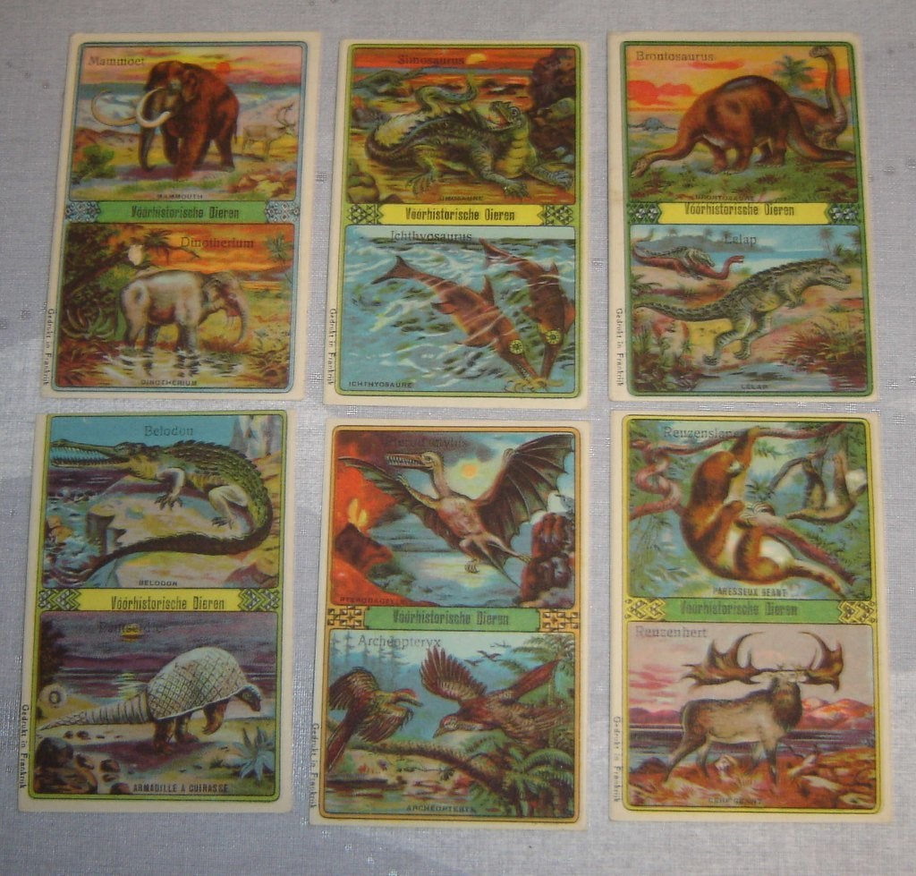 Animaux préhistoriques de la série Chromos Tape, Avant 1940, Gravure, Utilisé, Autres sujets/thèmes