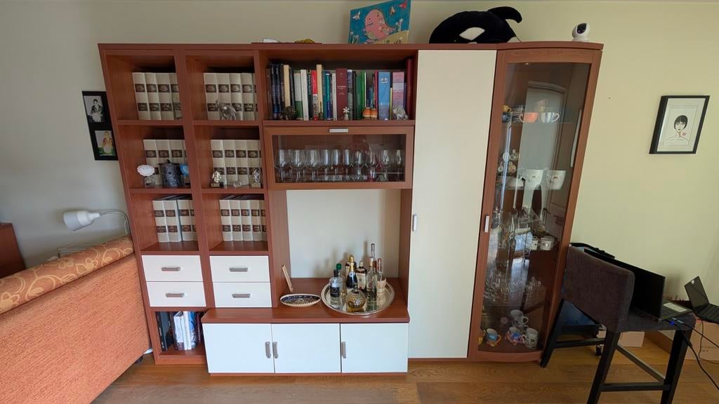 Meuble de salon / bibliothèque avec vitrine, Enlèvement