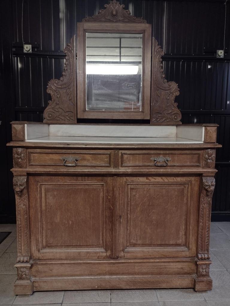 Massief eiken commode met spiegel, Antiek en Kunst, Ophalen