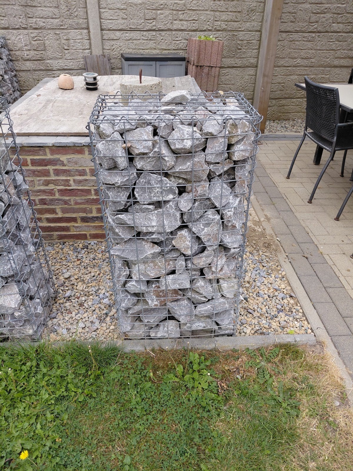 6 schanskorven met natuursteen, Tuin en Terras, Ophalen, Overige typen, Antraciet, Zo goed als nieuw