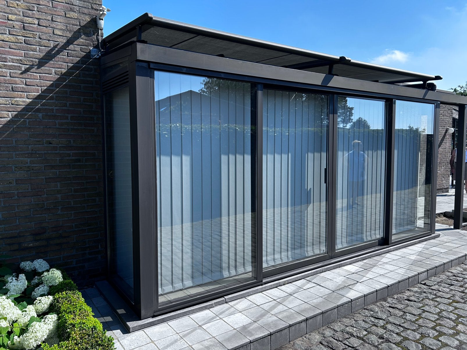Veranda in aluminium- bruin, Tuin en Terras, Overkappingen, Ophalen, Gebruikt, Veranda