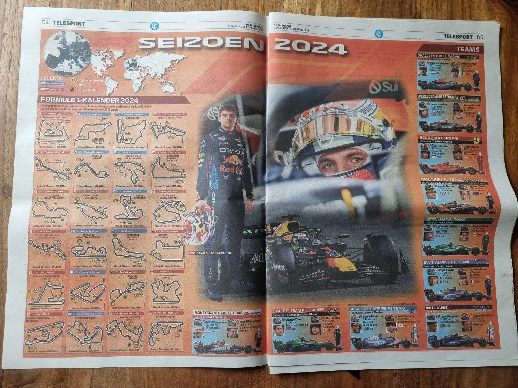 Formule 1-kalender 2024 met Max Verstappen (krant 2024), Collections, Envoi, Journal