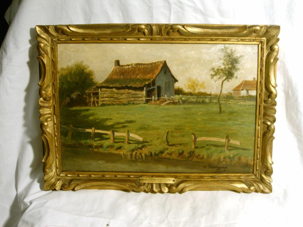 Peinture d'une grange dans un pré par Charles Tschaggeny., Enlèvement ou Envoi