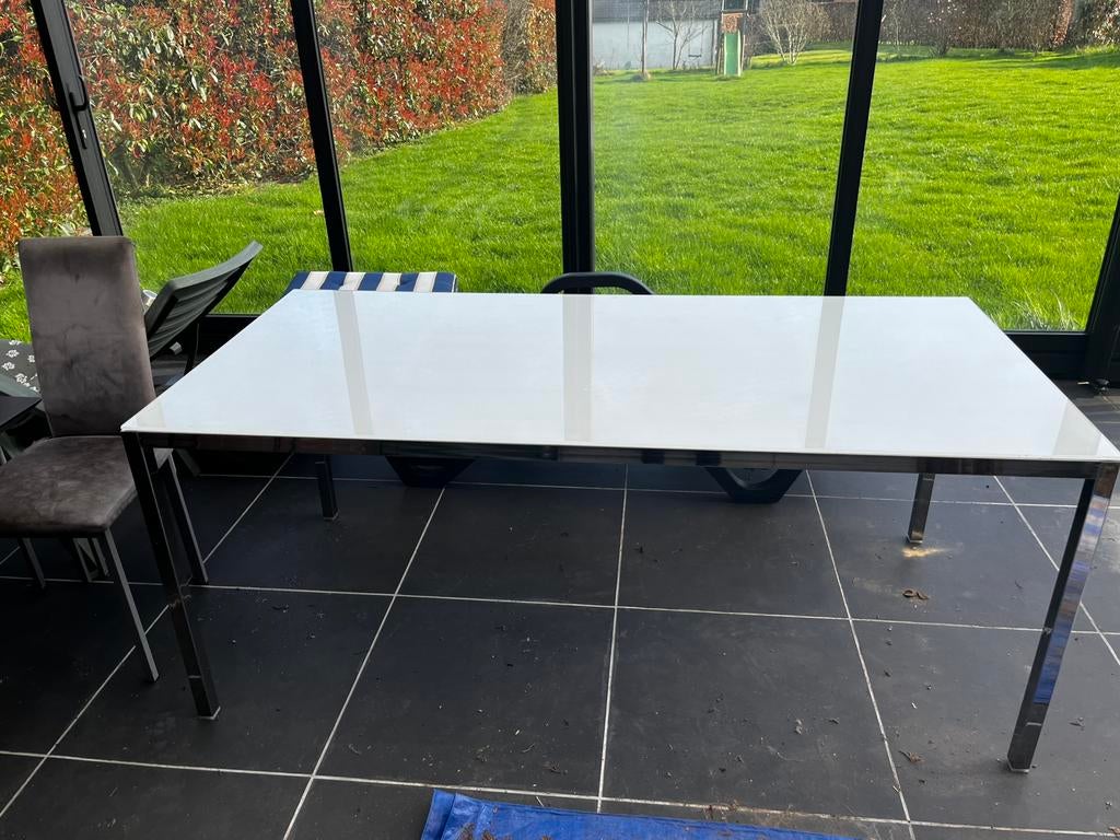 Table en verre 8 personnes, Maison & Meubles, 150 à 200 cm, Cinq personnes ou plus, Comme neuf, Verre