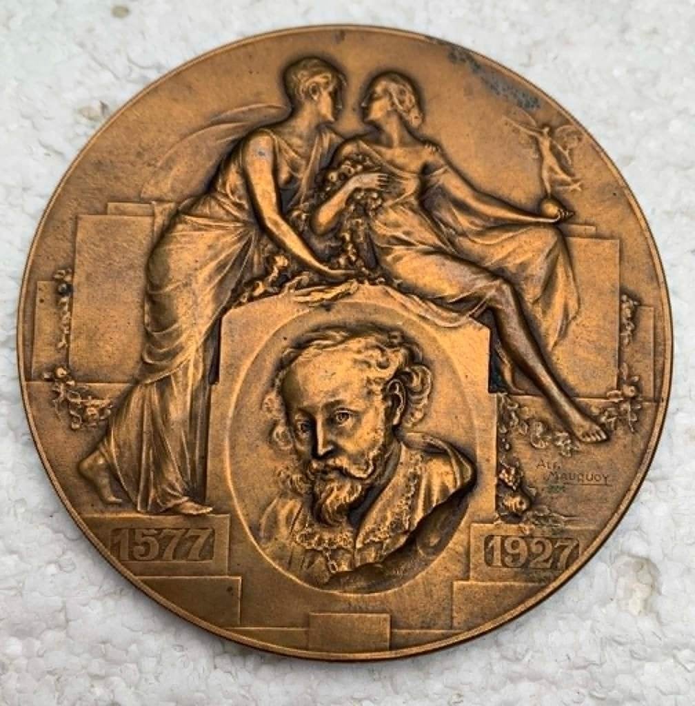 Medaille, penning PP Rubens Antwerpen 350st Verjdg 1577-1927, Postzegels en Munten, Penningen en Medailles, Ophalen of Verzenden