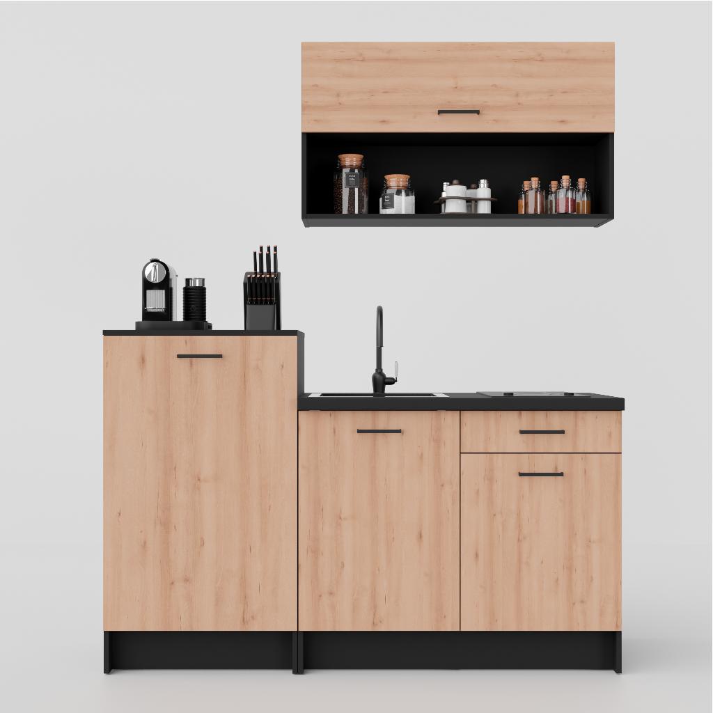 Mini-cuisine en chêne noir — Élégante, élégante et abordable, Enlèvement ou Envoi, Neuf