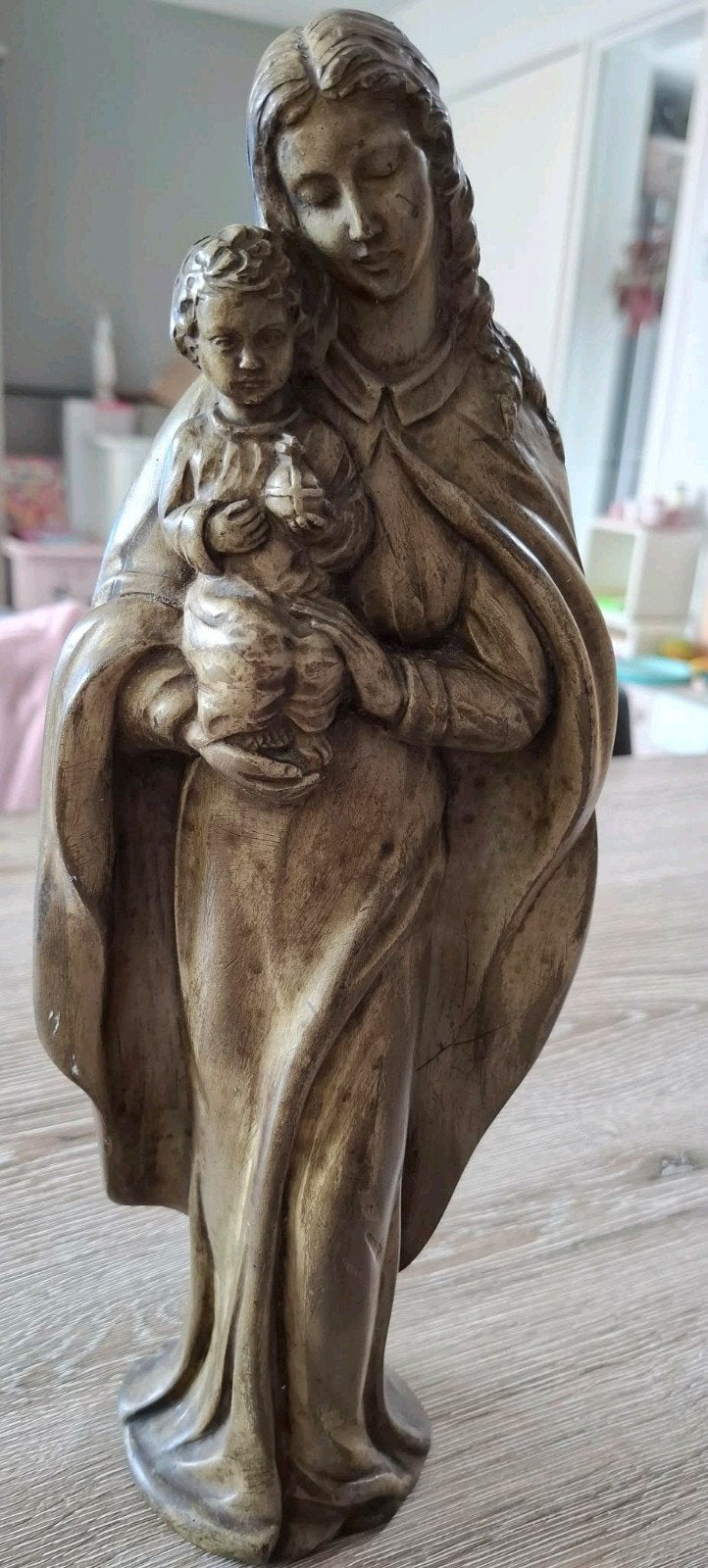 houten beeldje Madonna met kind, Ophalen of Verzenden