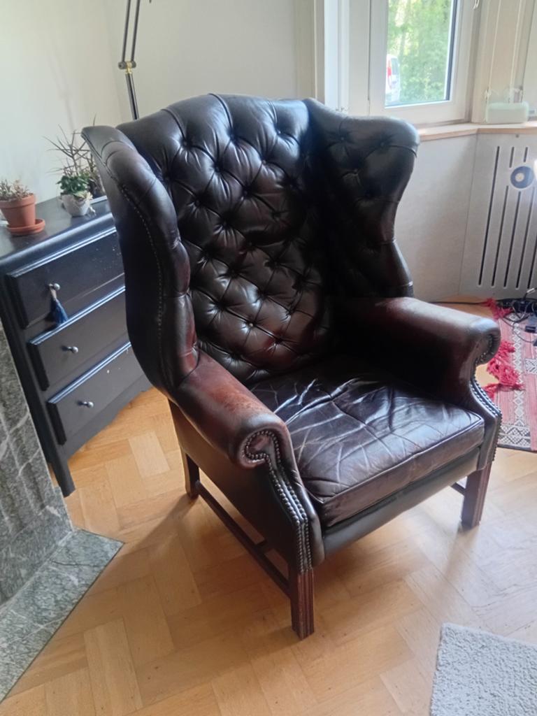 Vintage Chesterfield fauteuil, Huis en Inrichting, Ophalen