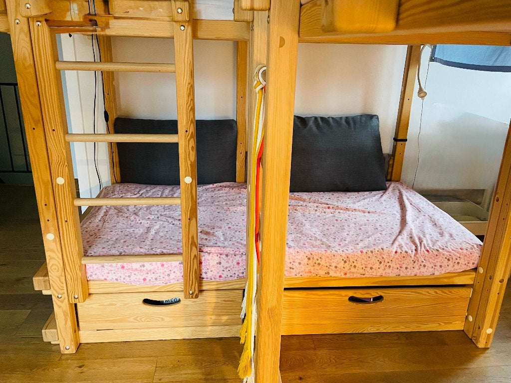 Woodland hoogslaper + stapelbed, Ophalen, 100 cm, Hoogslaper, 210 cm