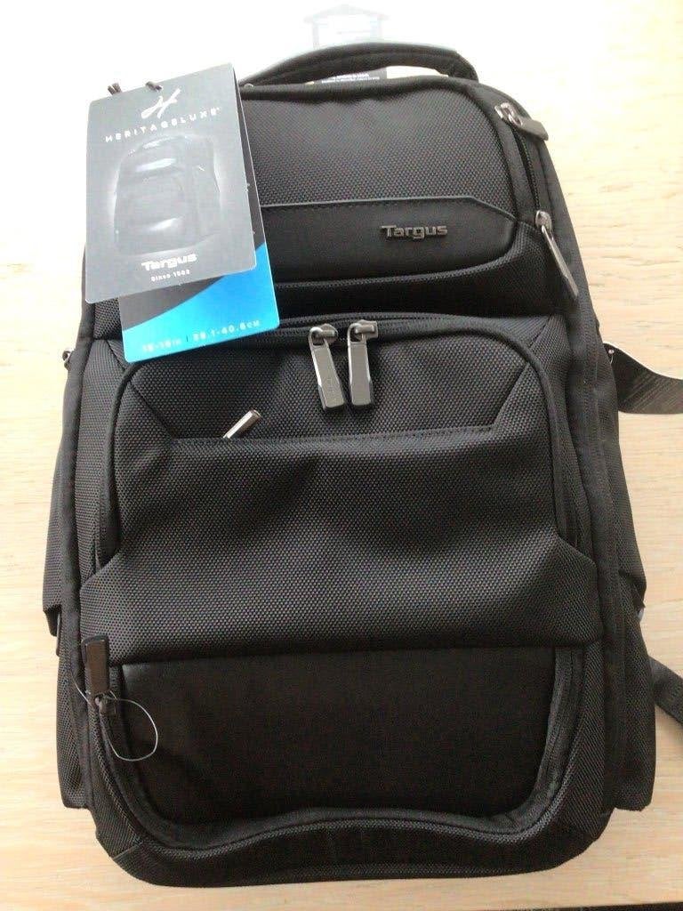 Targus heritageluxe rugzak 16” nieuw, Informatique & Logiciels, Sacoches d'ordinateur portable, Neuf, Compartiment rembourré, Noir