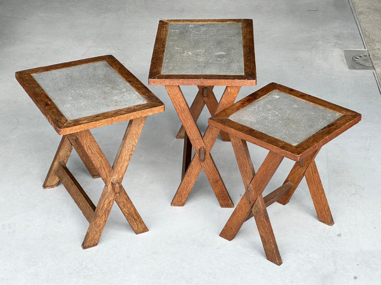 Vintage mid-century sidetable’s, Huis en Inrichting, Ophalen, Zo goed als nieuw, Rond, Glas