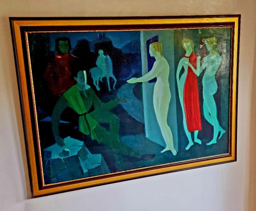 Jeanne Portenart / Abstractie in prachtige uitvoering., Antiek en Kunst, Kunst | Schilderijen | Abstract, Ophalen of Verzenden