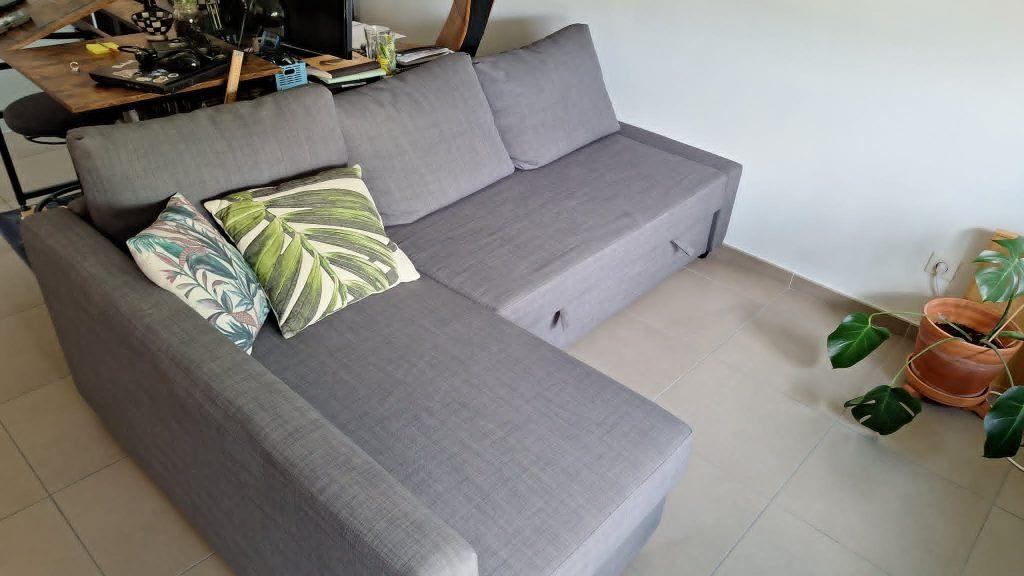 Canapé méridienne convertible en tissus gris, 75 à 100 cm, Banc d'angle, Quatre personnes ou plus, Canapé d'angle en tissus gris moderne