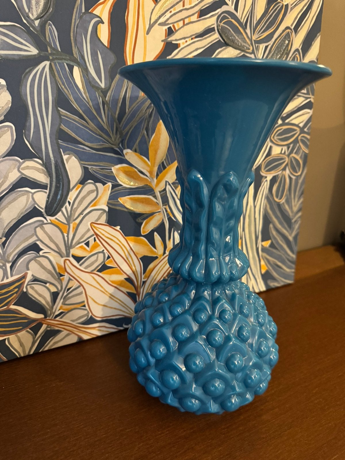 Blauwe vaas vintage Empoli glaswerk jaren ‘60-‘70, Ophalen