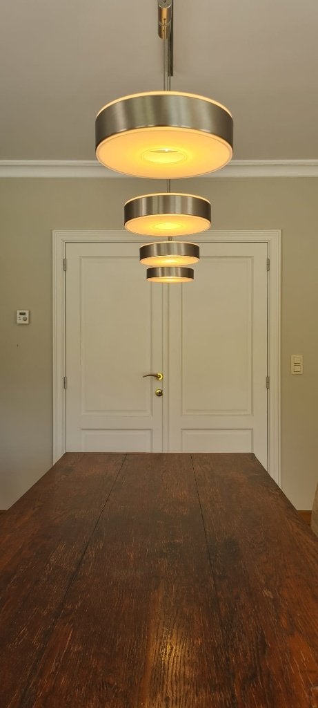 Designlamp met 4 ronde hangende schotels, Huis en Inrichting, Ophalen, Zo goed als nieuw, Nordique