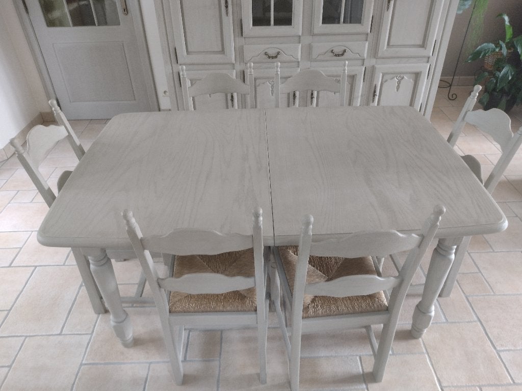 massief eiken tafel met 6stoelen, Huis en Inrichting, Tafels | Eettafels, Ophalen, Gebruikt, Eikenhout, 50 tot 100 cm