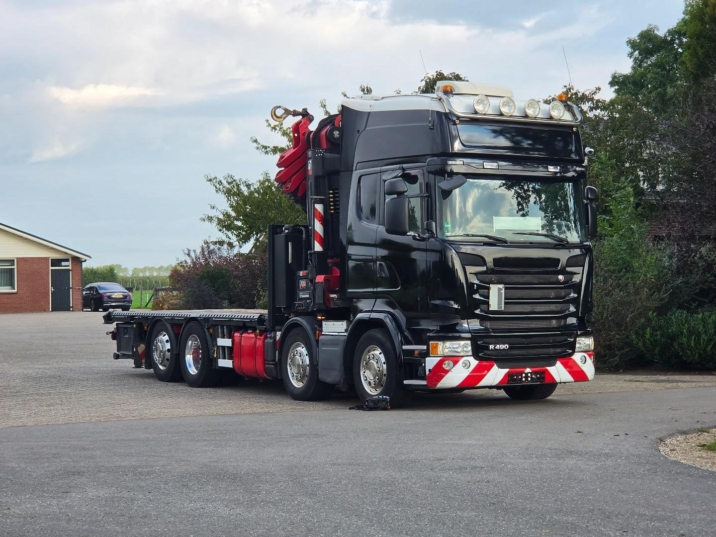 Scania R490 camion grue hiab 85tm 8x2 euro6 ! télécommande, Euro 6, Autres carburants, Autres couleurs, Automatique