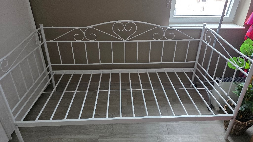 bed met matras, Huis en Inrichting, Slaapkamer | Bedden, Ophalen, 90 cm, Eenpersoons, Wit