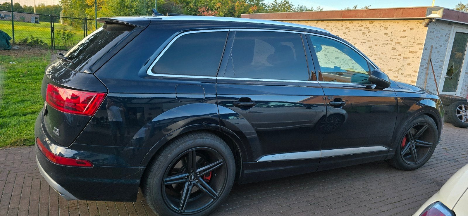 AUDI Q7, Auto's, Automaat, Monovolume, Blauw, Leder
