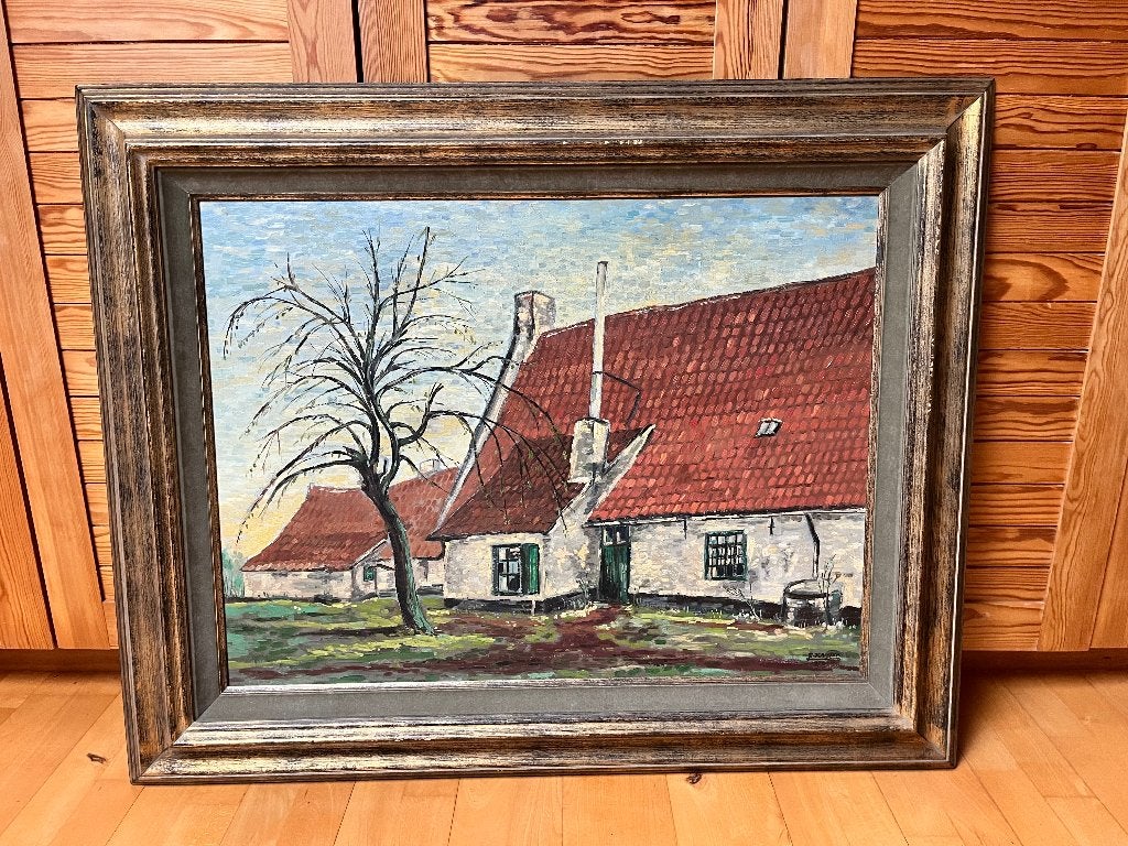 Schilderij kunstschilder Laurent De Backer 103/83cm, Antiek en Kunst, Ophalen, Paneel, Gesigneerd, Landschap