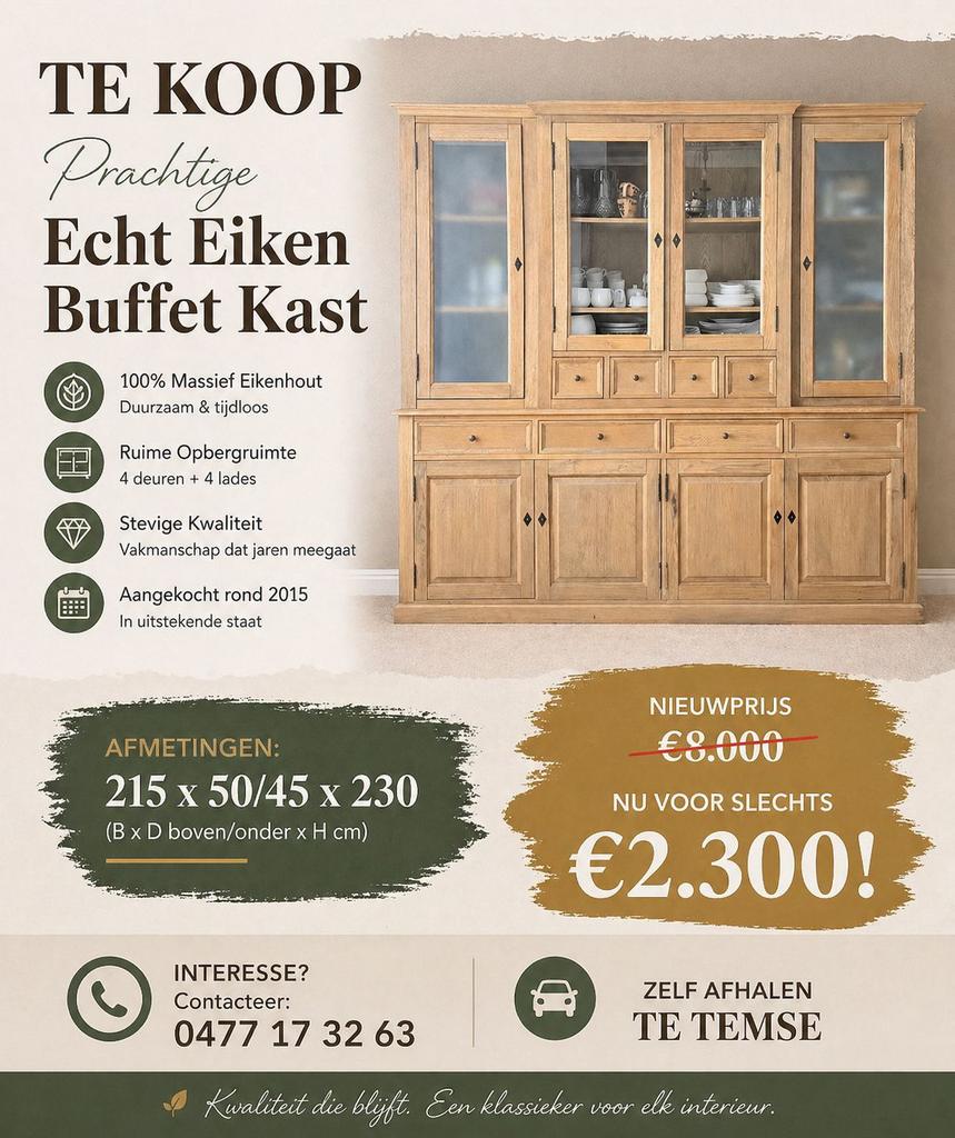 Eiken buffet kast, Ophalen