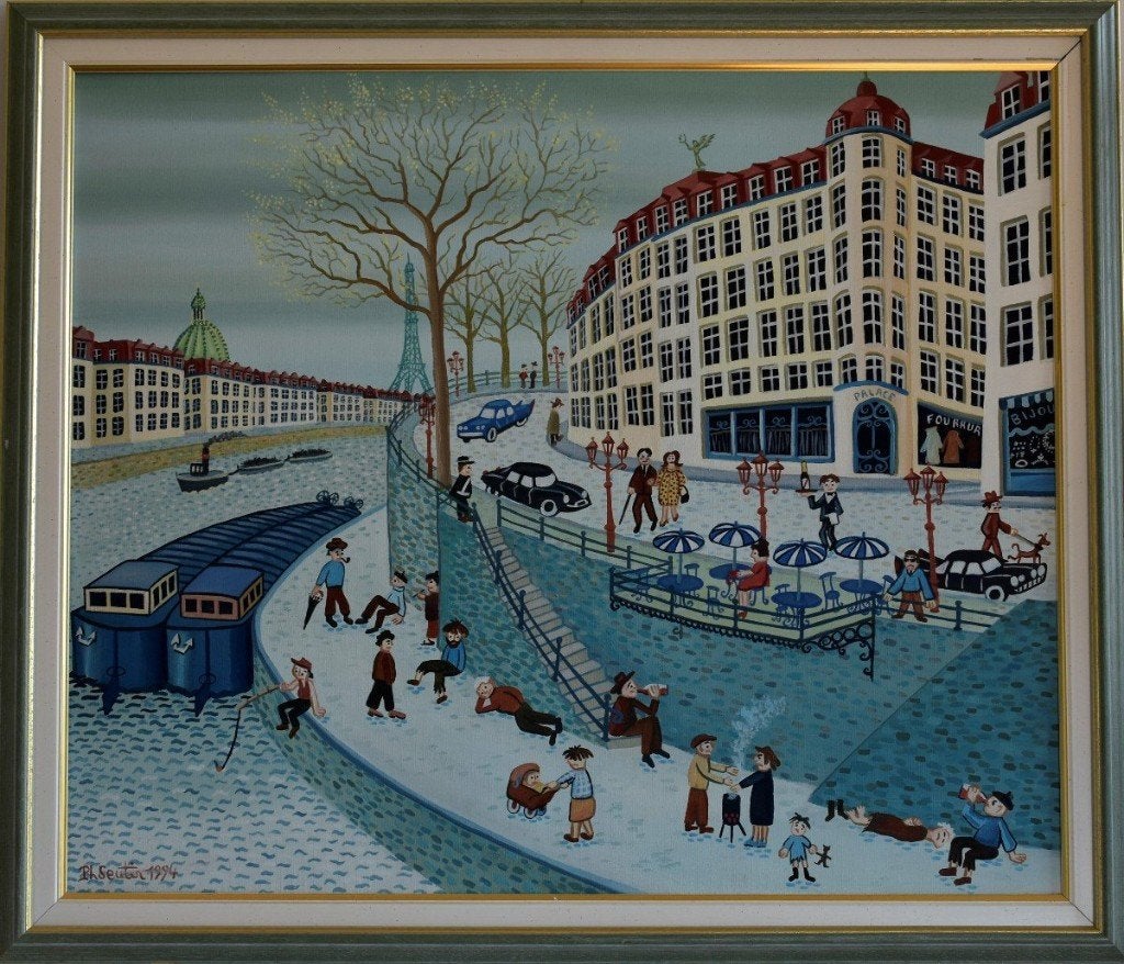 SEUTIN Philippe (1948) - Artiste belge, Antiquités & Art, Peinture à l'huile, Enlèvement ou Envoi, Paysage urbain, Autres matériaux
