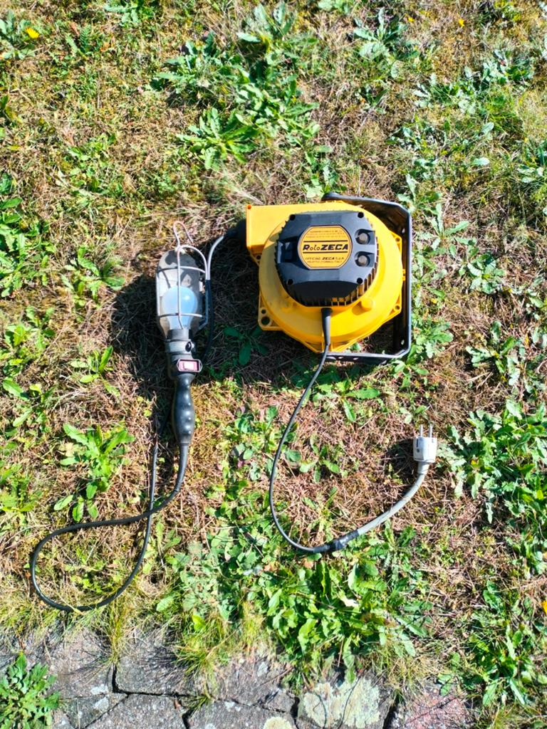 Seca veerkabelhaspel met looplamp en transformator te koop., Ophalen