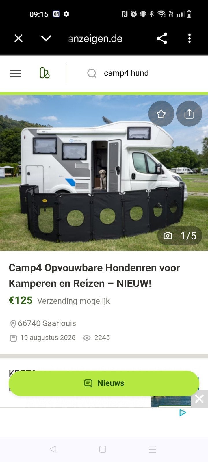 honden ren, Caravans en Kamperen, Particulier