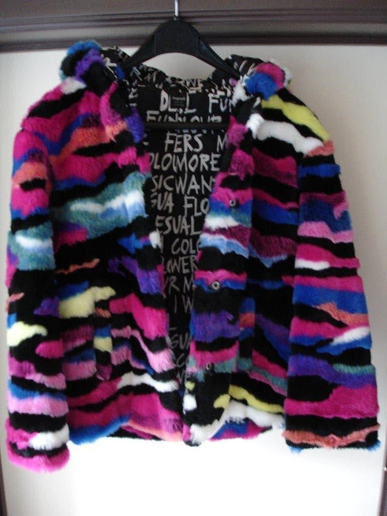 Desigual imitatiebont multicolor winterjas Mt 134-140, Ophalen of Verzenden, Nieuw, Jas