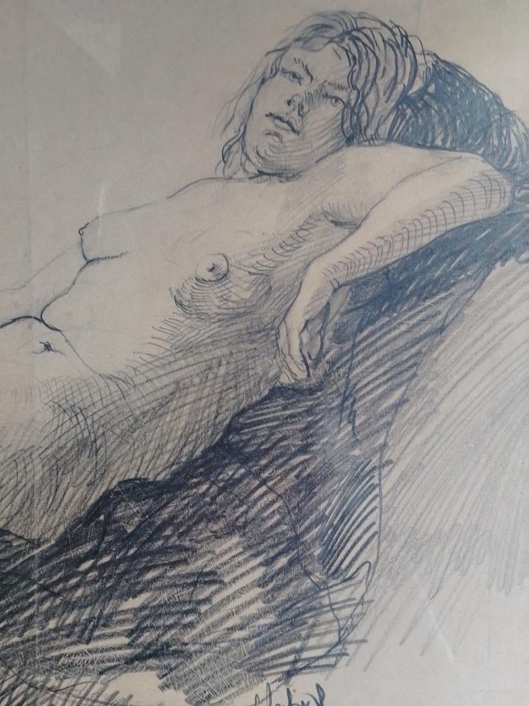 Maurits Verbist  1913 - 1984   Tekening  Liggend Naakt, Verzenden