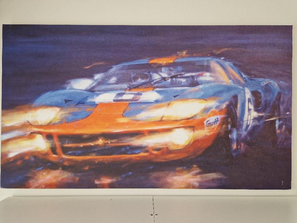 vintage poster - Ford GT racewagen, Ophalen, Gebruikt, Deurposter of groter, Rechthoekig Liggend