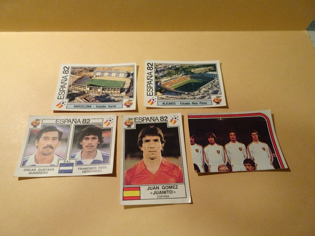 5 Images Panini - Football Espana 82, Enlèvement ou Envoi, Utilisé, Plusieurs autocollants