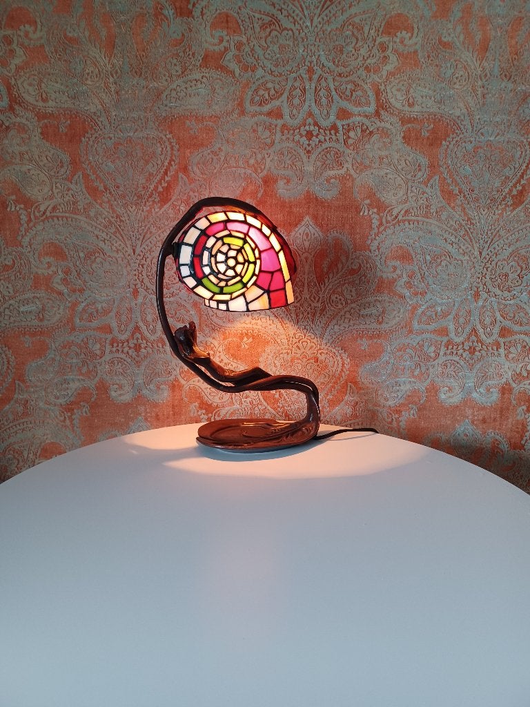 Desighn tiffany brons tafellamp schemerlanp, Ophalen, Zo goed als nieuw