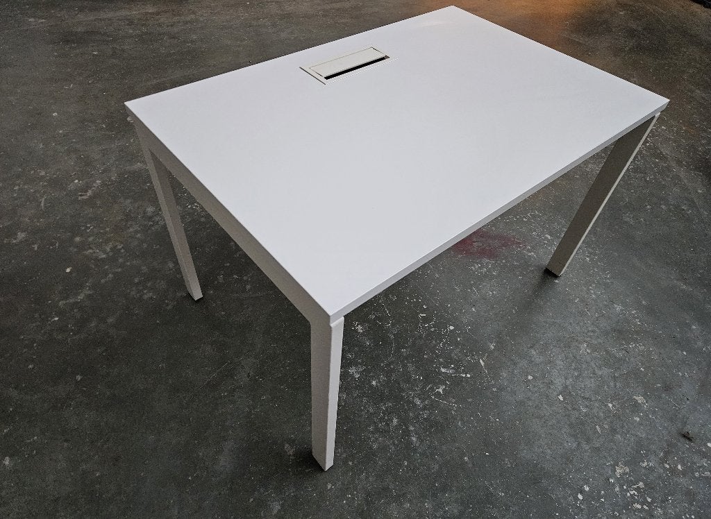 Bureau professionnel blanc 120x80 cm - acier/bois mélaminé, Maison & Meubles, Autres marques, Bureau d'ordinateur, 120 cm, Métal