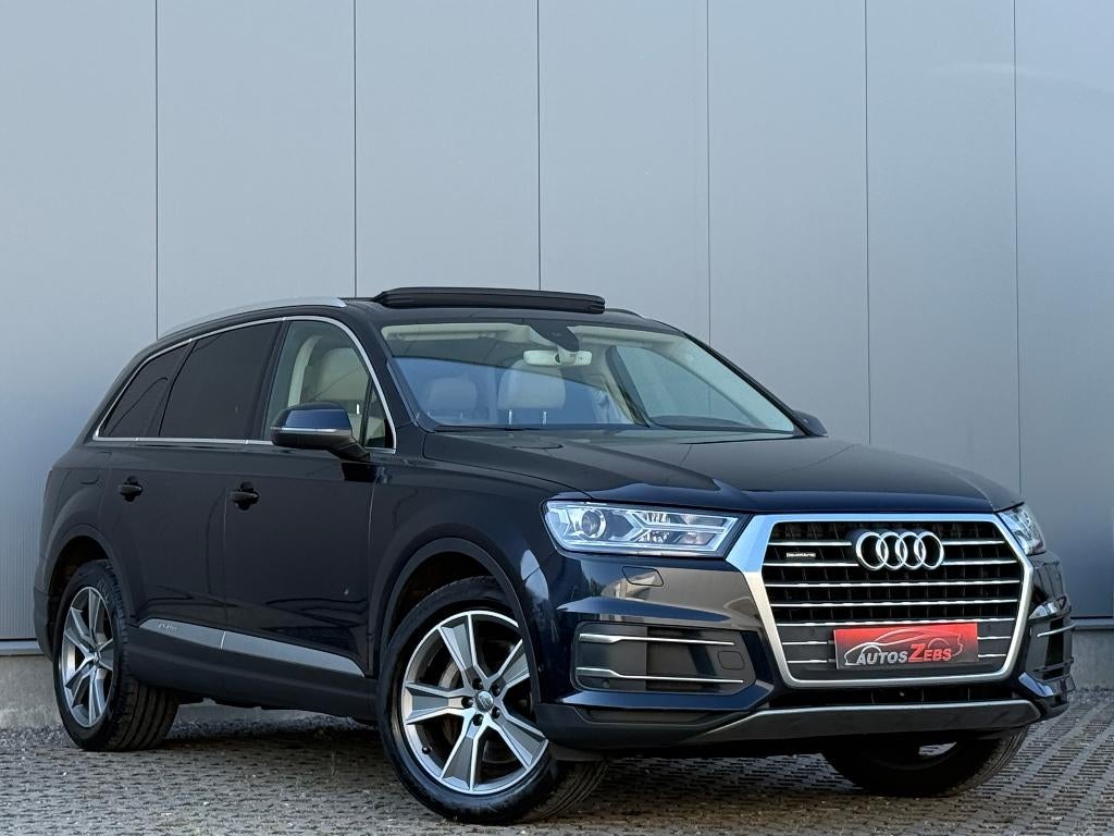 Audi Q7 3.0TDi V6 Quattro 7Zit Pano Camera DodeH Keyless VCP, Auto's, Audi, Automaat, Blauw, 7 zetels, Leder