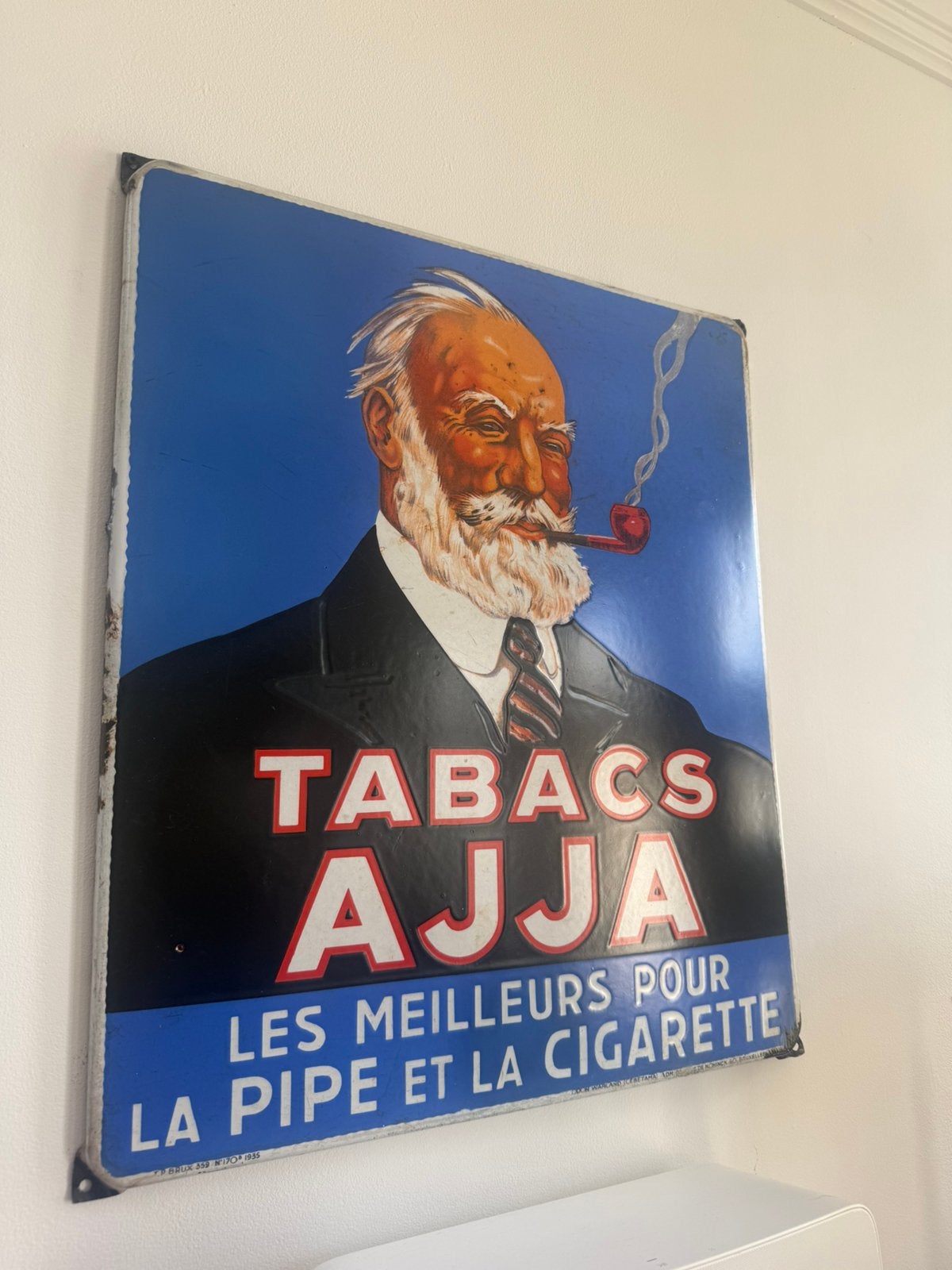 Ajja tabacs emaille reclame bord 1935, Ophalen, Zo goed als nieuw