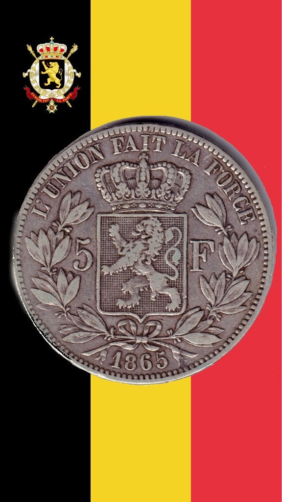 PLUS RARE : 5 francs 1865 - Léopold II, Timbres & Monnaies, Monnaies | Belgique, Monnaie en vrac, Argent, Argent, Envoi