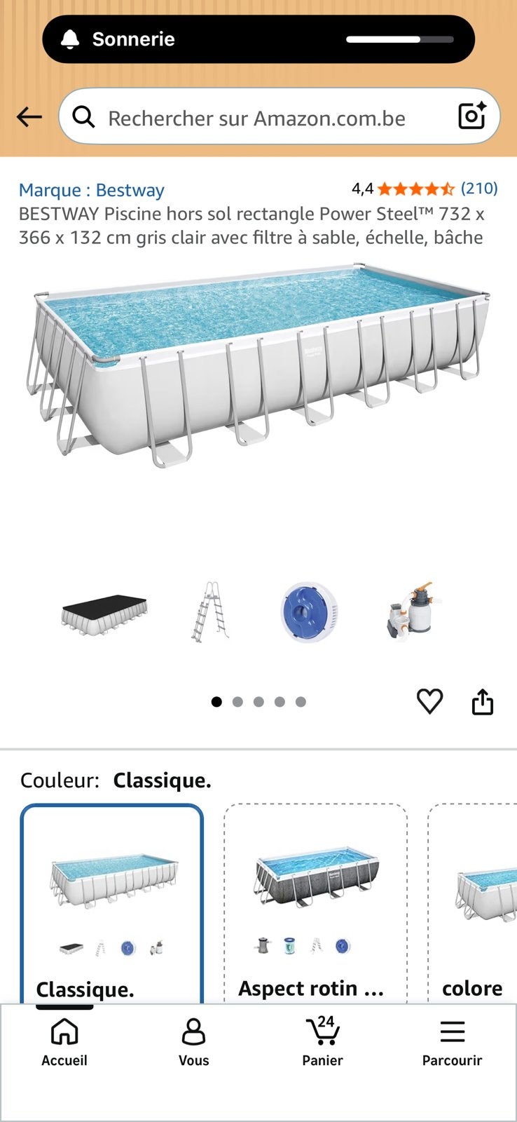 Piscine Best Way rectangulaire Power Steel 732x366x132, Enlèvement, Utilisé, Rectangulaire