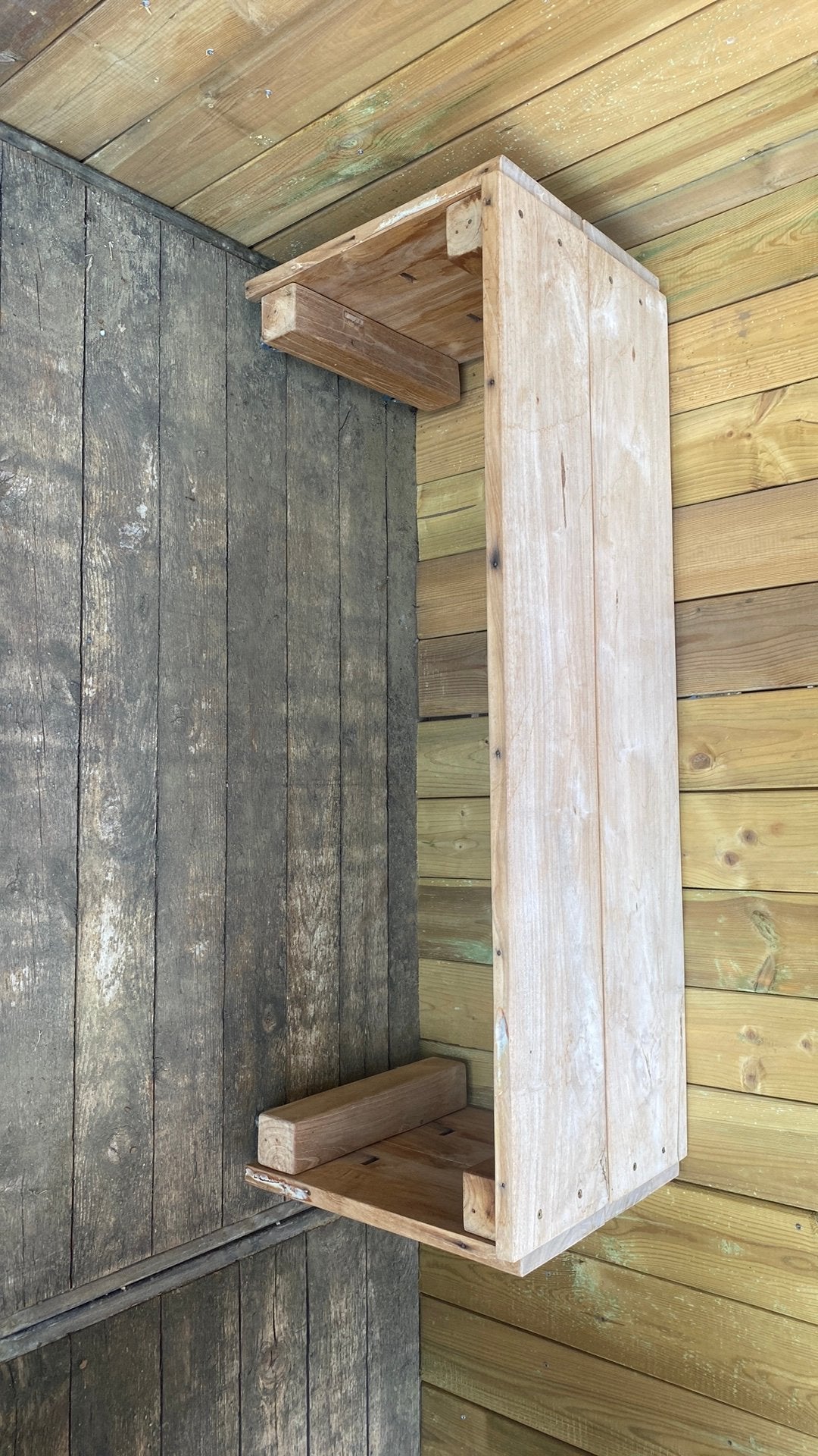 Tafel of bank in massief hout voor binnen of buiten, Tuin en Terras, Ophalen, Zo goed als nieuw, Hout