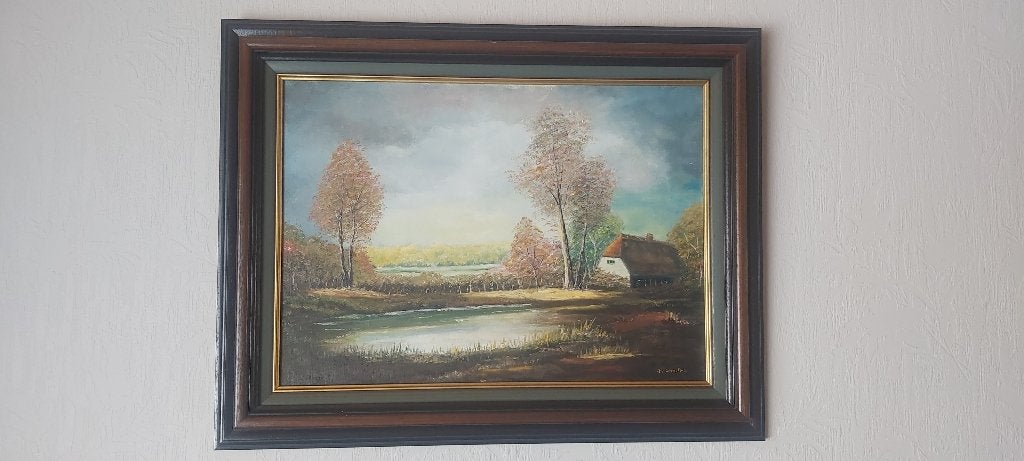 schilderij, Ophalen, Ingelijst, Landschap