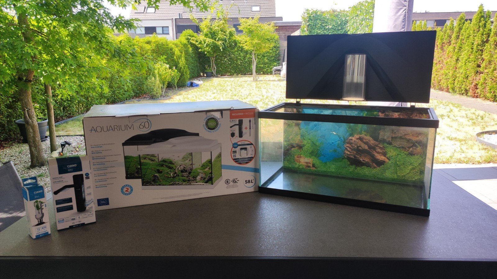 Aquarium 60 LED CF80 | 58L | 60 x 30 x 33CM Zwart Aquarium, Enlèvement, Utilisé, Autres types