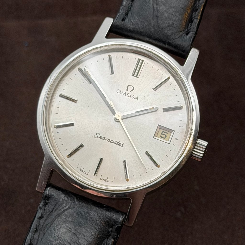 Dateur Omega Seamaster - 35 mm, Montre-bracelet, Enlèvement ou Envoi, Cuir, Acier