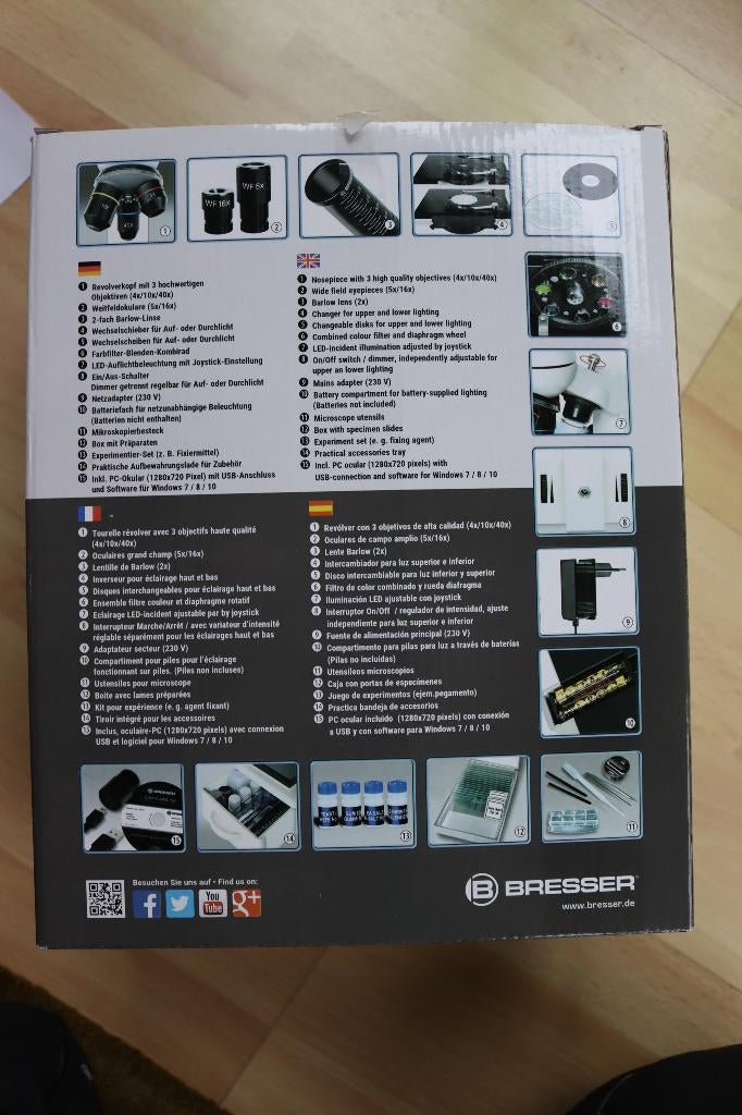 Digitale microscoop Bresser Duolux met USB HD camera, Audio, Tv en Foto, Ophalen, Zo goed als nieuw