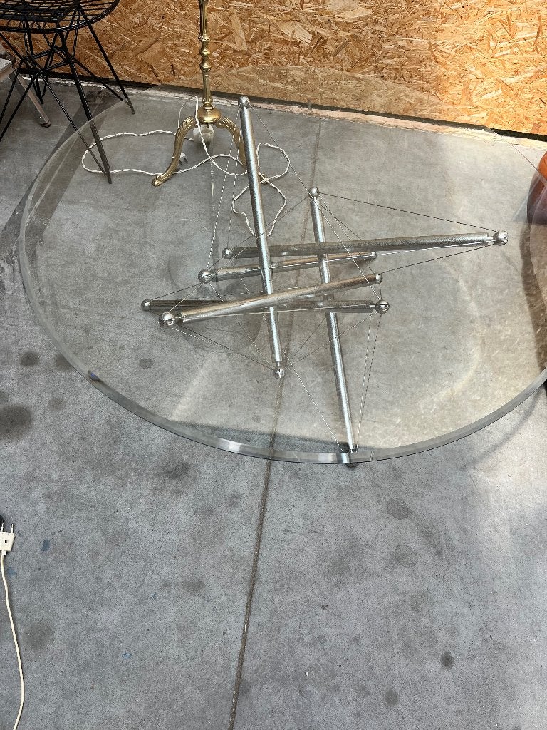 Vintage Cassina salontafel theodore  Chrome, Antiek en Kunst, Ophalen