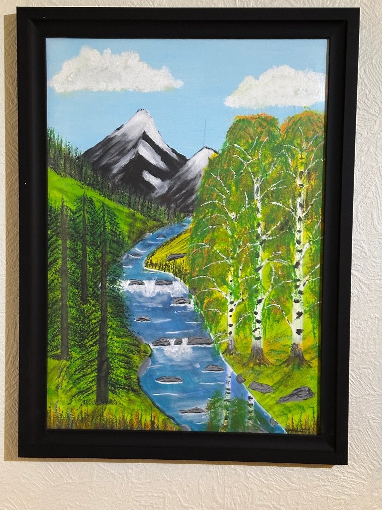 Peinture a l'acrylique, toile 50x70 cm, Peinture acrylique, Paysage, Toile, Impressionniste