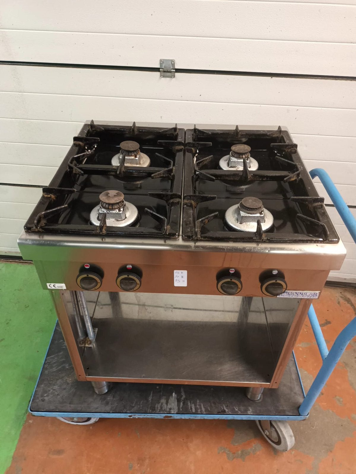 Horeca gasfornuis 4 pits modular rvs inox top staat, Ophalen, Snacks