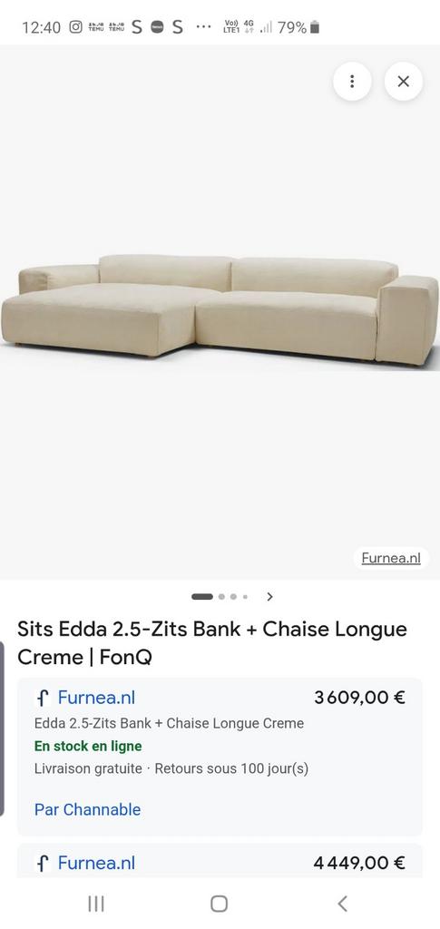 150 euros Canape edda sits sans accoudoirs, Maison & Meubles