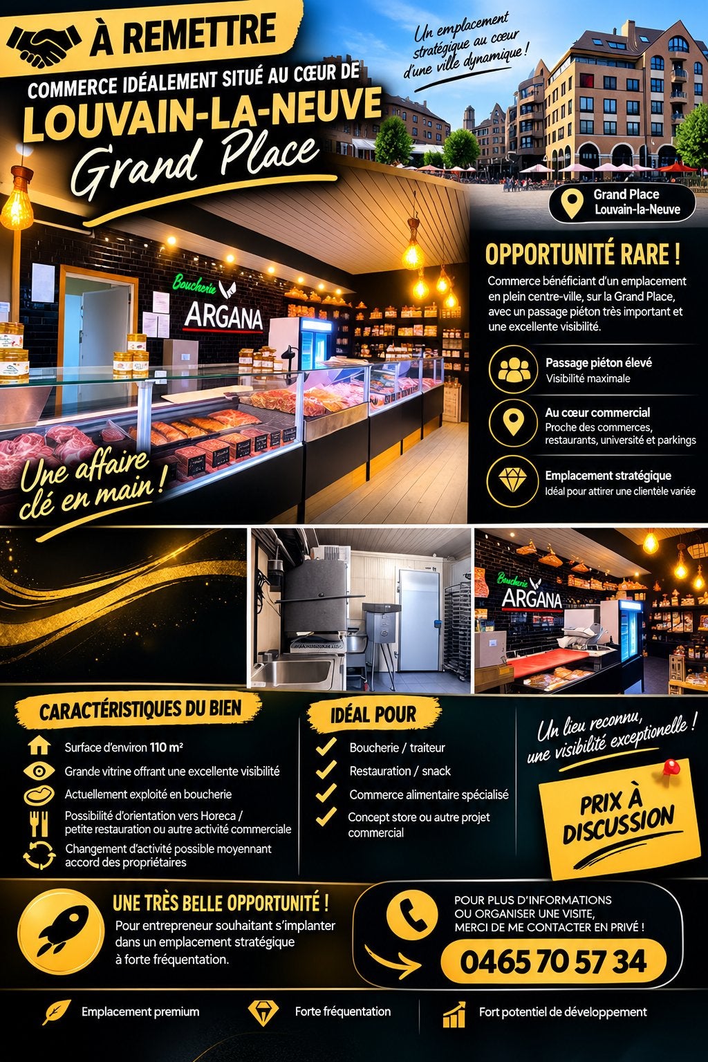 À vendre : Boucherie ARGANA à Louvain-la-Neuve – 110 m²,, Offres d'emploi