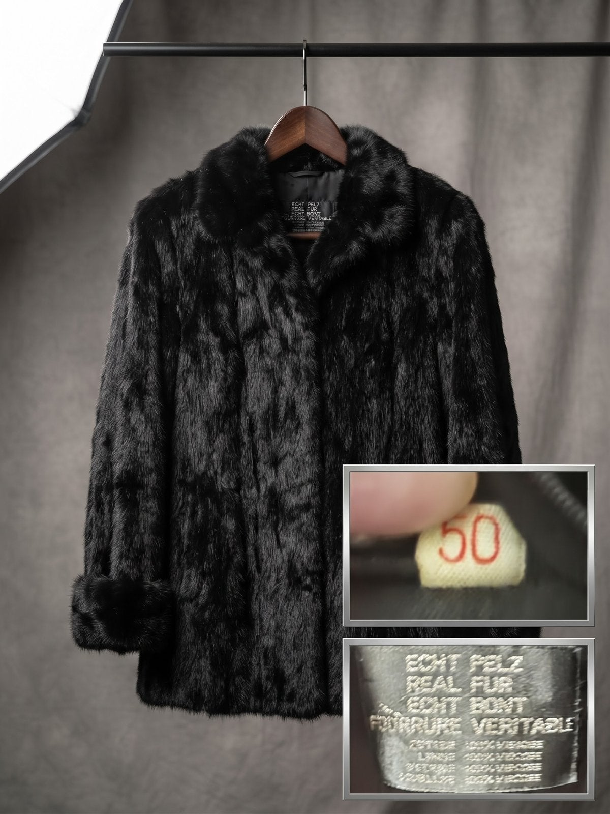 Luxe zwarte echte bontjas / nertsjas - Maat 50, Ophalen of Verzenden, Zo goed als nieuw