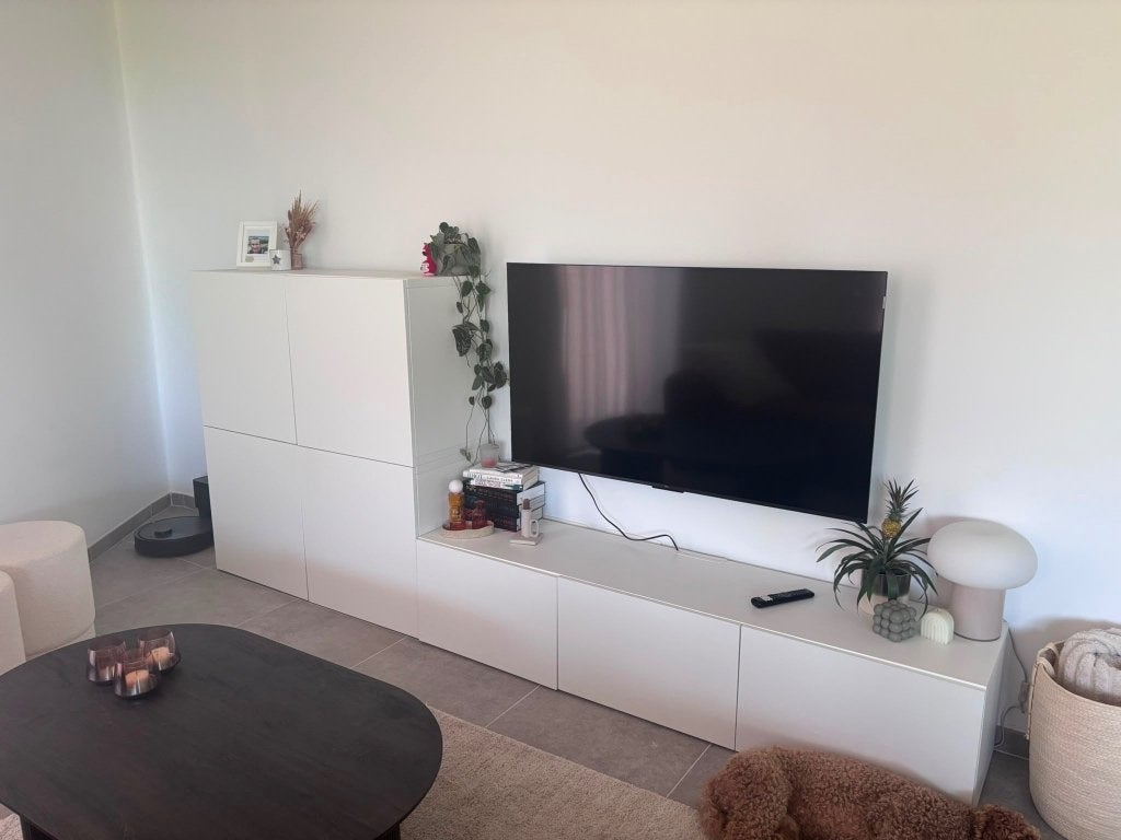 Meuble TV blanc, meuble TV, Maison & Meubles, Armoires | Mobilier de télévision, Enlèvement, Comme neuf, 150 à 200 cm, 100 à 150 cm